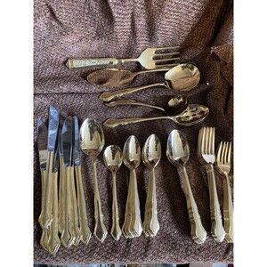 48 Piece 24K Gold EP Elegance Japan Flatware set